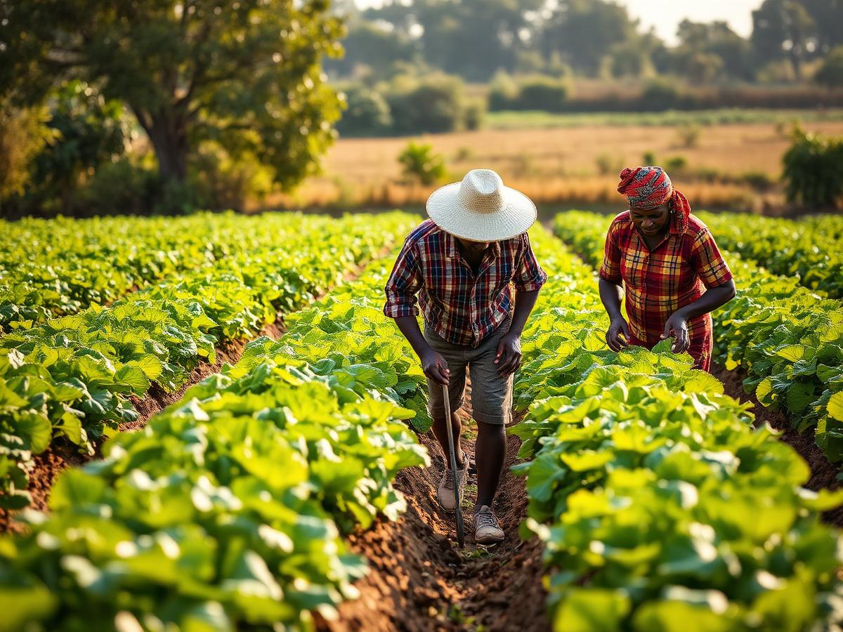 Farmers working in Freshdawn vegetable fields
